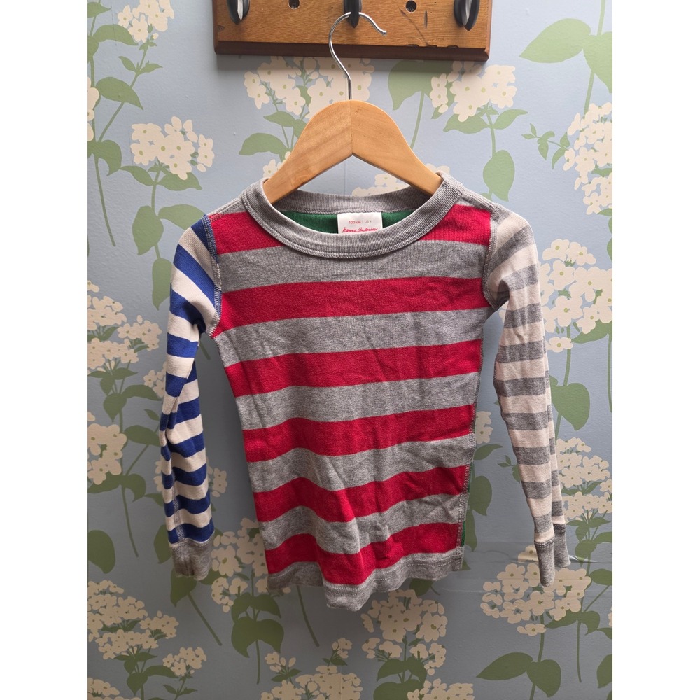 Hanna Andersson Kids Size 4 100cm Striped Pajama Top Organic Cotton Long Sleeve